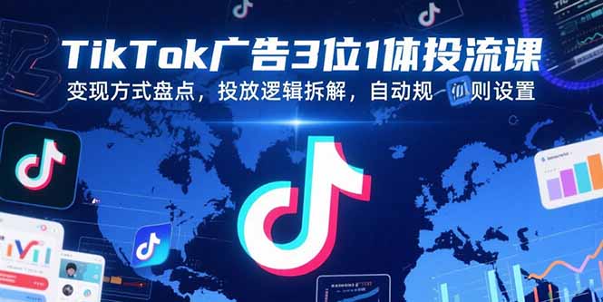 TikTok广告3位1体投流课，变现方式盘点，投放逻辑拆解，自动规则设置-小酒传媒创业网：网创资源∞实战项目∞全网首发