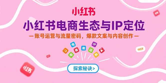 （15350期）小红书电商生态与IP定位，账号运营与流量密码，爆款文案与内容创作-小酒传媒创业网：网创资源∞实战项目∞全网首发