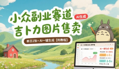 小众副业赛道 吉卜力图片售卖 单日2张+ AI一键生成【附教程】-小酒传媒创业网：网创资源∞实战项目∞全网首发