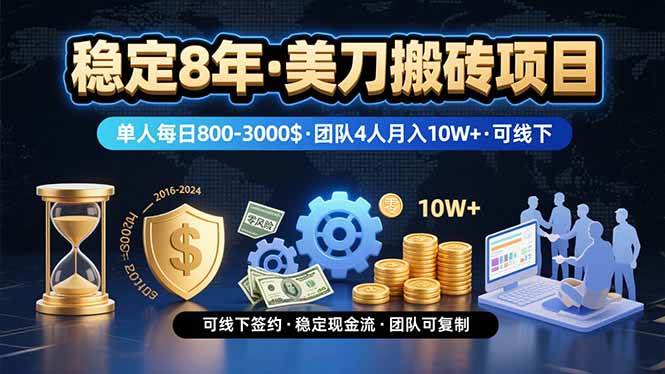 （15632期）稳定8年的美刀搬砖项目，单人每日收益800—3000.团队4人月入10W+.可线下-小酒传媒创业网：网创资源∞实战项目∞全网首发