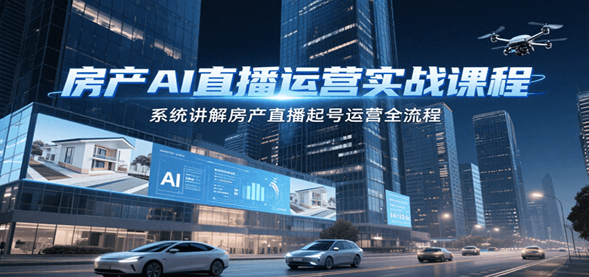 房产AI直播运营实战课程，系统讲解房产直播起号运营全流程-小酒传媒创业网：网创资源∞实战项目∞全网首发