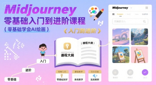 midjourney零基础入门到进阶课程，零基础学会AI绘画-小酒传媒创业网：网创资源∞实战项目∞全网首发