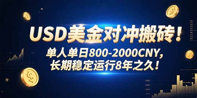 （15551期）USD美金对冲搬砖!单人单日800-2000CNY，长期稳定运行8年之久!-小酒传媒创业网：网创资源∞实战项目∞全网首发