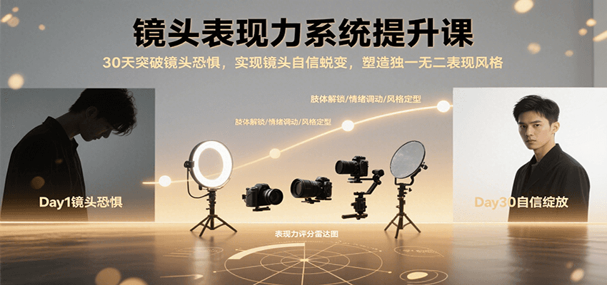 镜头表现力系统提升课，30天突破镜头恐惧实现自信蜕变，塑造独一无二表现风格-小酒传媒创业网：网创资源∞实战项目∞全网首发