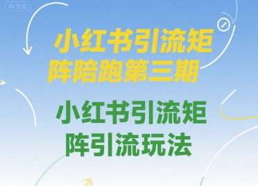 小红书引流矩阵陪跑第三期，小红书引流矩阵引流玩法-小酒传媒创业网：网创资源∞实战项目∞全网首发