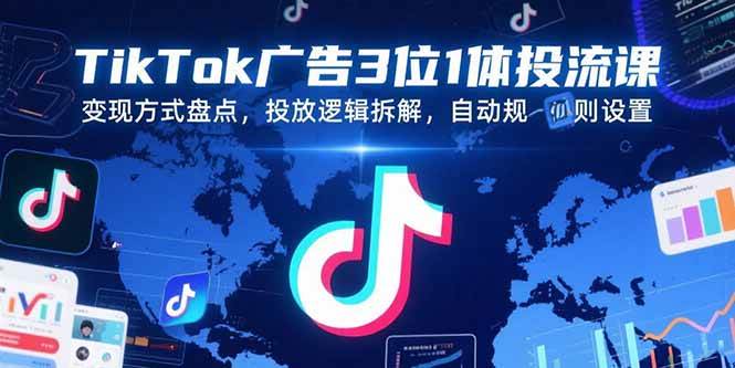 （15460期）TikTok广告3位1体投流课，变现方式盘点，投放逻辑拆解，自动规则设置-小酒传媒创业网：网创资源∞实战项目∞全网首发