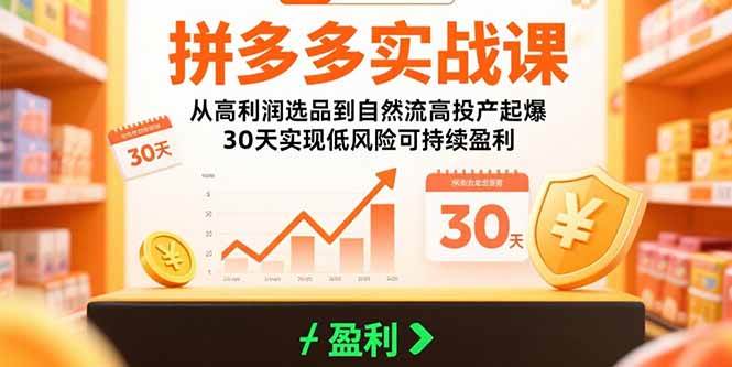 （15586期）拼多多实战课：从高利润选品到自然流高投产起爆 30天实现低风险可持续盈利-小酒传媒创业网：网创资源∞实战项目∞全网首发