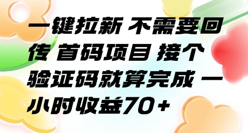 一键拉新 不需要回传 首码项目 接个验证码就算完成 一小时收益70+【揭秘】-小酒传媒创业网：网创资源∞实战项目∞全网首发