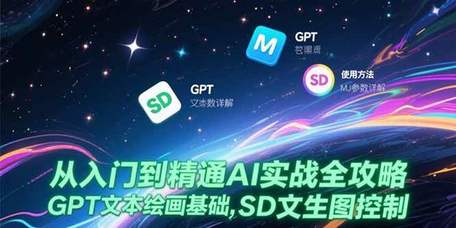 图片[1]-（15309期）从入门到精通AI实战全攻略，GPT文本绘画基础，MJ参数详解，SD文生图控制-小酒传媒：网创资源∞实战项目∞全网首发