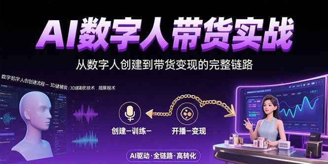 （15548期）AI数字人+带货实战：从数字人创建到带货变现的完整链路-小酒传媒创业网：网创资源∞实战项目∞全网首发