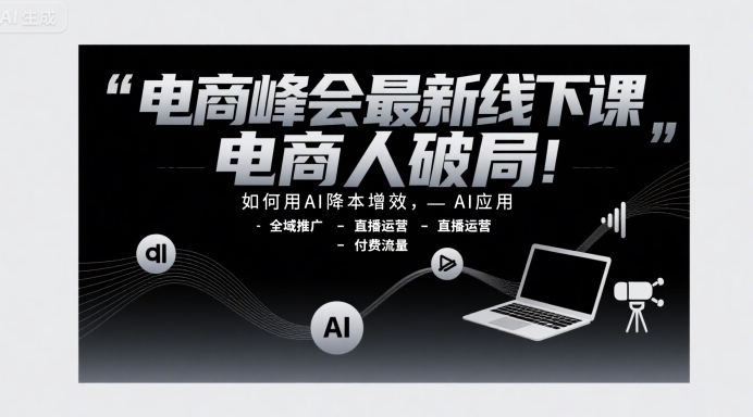 电商峰会最新线下课，电商人破局，如何用AI降本增效，AI应用-全域推广-直播运营-付费流量-小酒传媒创业网：网创资源∞实战项目∞全网首发