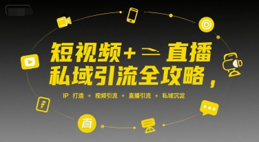 短视频+直播私域引流全攻略，IP打造 +视频引流 +直播引流 +私域沉淀-小酒传媒创业网：网创资源∞实战项目∞全网首发