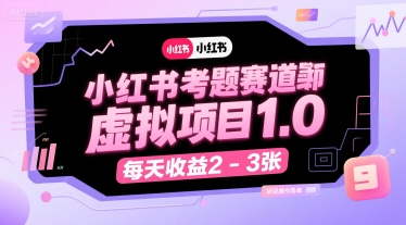 小红书考题赛道虚拟项目1.0，项目操作简单，每天收益2-3张-小酒传媒创业网：网创资源∞实战项目∞全网首发