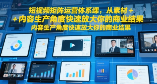 短视频矩阵运营体系课，从素材+内容生产角度快速放大你的商业结果-小酒传媒创业网：网创资源∞实战项目∞全网首发