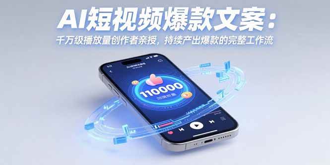 （15569期）AI短视频爆款文案：千万级播放量创作者亲授，持续产出爆款的完整工作流-小酒传媒创业网：网创资源∞实战项目∞全网首发