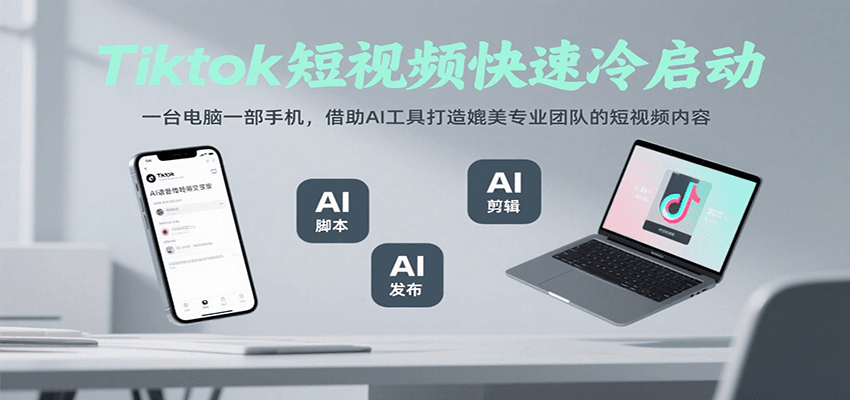 Tiktok短视频快速冷启动，一台电脑一部手机，借助AI工具打造媲美专业团队的短视频内容-小酒传媒创业网：网创资源∞实战项目∞全网首发