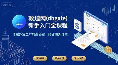 敦煌网(dhgate)新手入门全课程，B端外贸工厂转型必看，抢占海外订单-小酒传媒创业网：网创资源∞实战项目∞全网首发