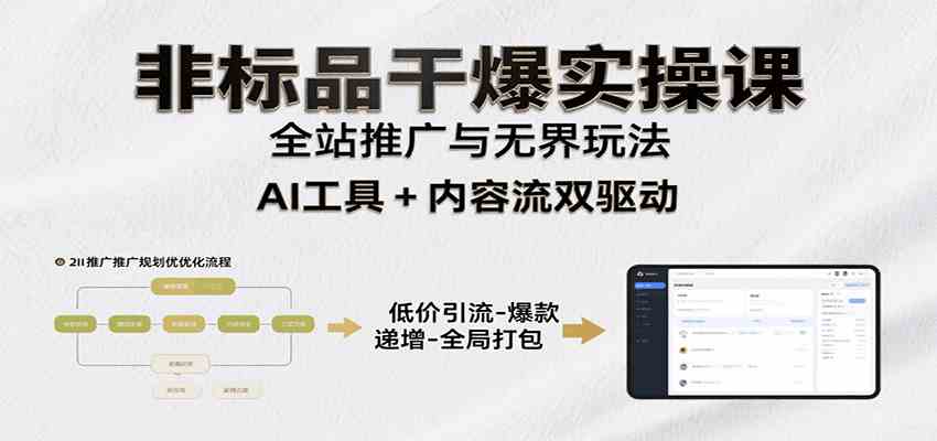 非标品干爆实操课：含多案例及操盘方法，从选品到推广、成交，助力打造爆款实现盈利-小酒传媒创业网：网创资源∞实战项目∞全网首发