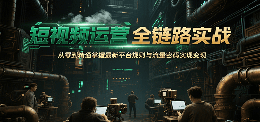 短视频运营全链路实战，从零到精通掌握最新平台规则与流量密码实现变现-小酒传媒创业网：网创资源∞实战项目∞全网首发