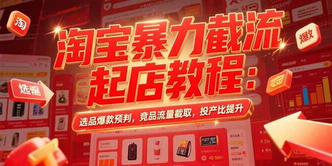 （15468期）淘宝暴力截流起店教程：选品爆款预判，竞品流量截取，投产比提升-小酒传媒创业网：网创资源∞实战项目∞全网首发