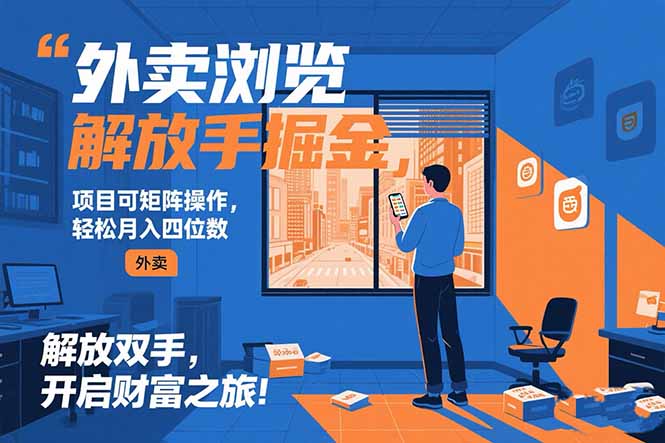 外卖浏览掘金项目 可矩阵操作 轻松日入500+-小酒传媒创业网：网创资源∞实战项目∞全网首发