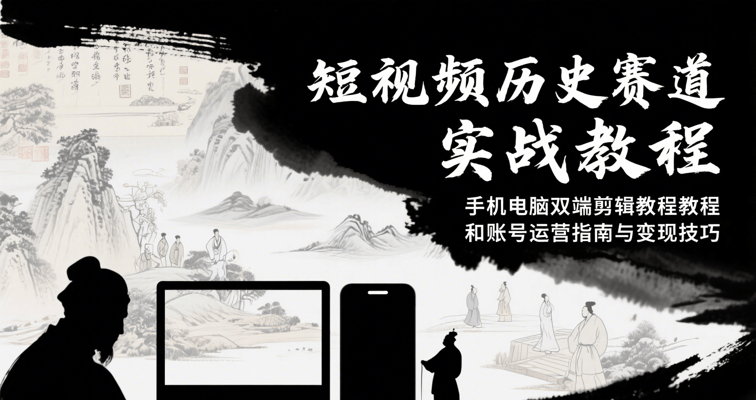 短视频历史赛道实战教程，手机电脑双端剪辑教程和账号运营指南与变现技巧-小酒传媒创业网：网创资源∞实战项目∞全网首发