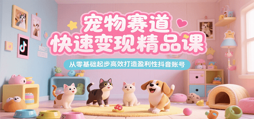 宠物赛道快速变现精品课，从零基础起步高效打造盈利性抖音账号-小酒传媒创业网：网创资源∞实战项目∞全网首发