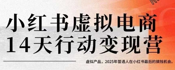 小红书虚拟电商14天变现训练营，虚拟产品，2025年普通人在小红书最后的搞钱机会-小酒传媒创业网：网创资源∞实战项目∞全网首发
