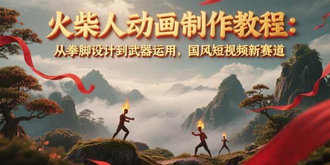 图片[1]-（15171期）火柴人动画制作教程：从拳脚设计到武器运用，国风短视频新赛道-小酒传媒：网创资源∞实战项目∞全网首发