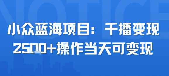 小众蓝海项目，千播变现2.5k+操作当天可变现-小酒传媒创业网：网创资源∞实战项目∞全网首发