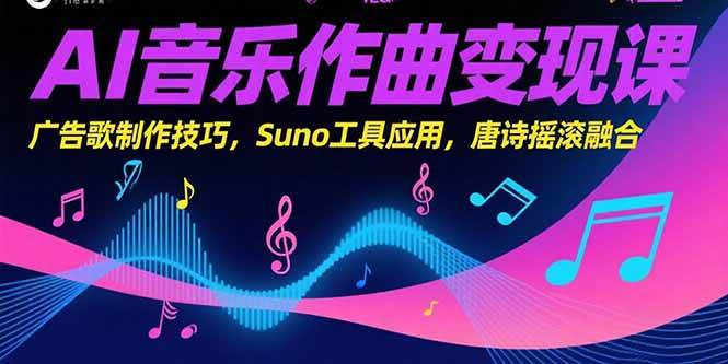 （15370期）AI音乐作曲变现课，广告歌制作技巧，Suno工具应用，唐诗摇滚融合-小酒传媒创业网：网创资源∞实战项目∞全网首发