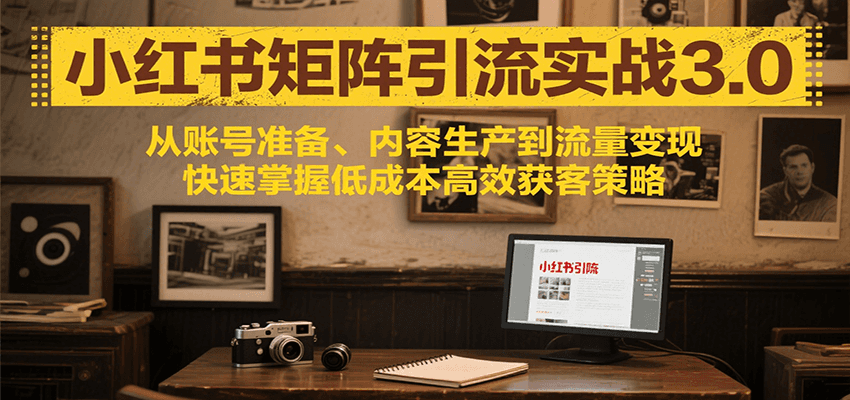小红书矩阵引流3.0，从账号准备、内容生产到流量变现，快速掌握低成本高效获客策略-小酒传媒创业网：网创资源∞实战项目∞全网首发