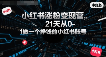 小红书涨粉变现营，21天从0-1做一个挣钱的小红书账号-小酒传媒创业网：网创资源∞实战项目∞全网首发