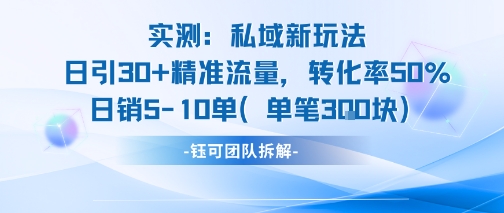 实测私域新玩法日引30加精准流量转化率50%日销5-10单每笔3张-小酒传媒创业网：网创资源∞实战项目∞全网首发