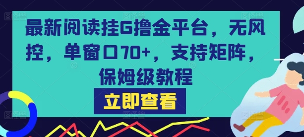 最新阅读挂G撸金平台，无风控，单窗口70+，支持矩阵，保姆级教程【揭秘】-小酒传媒创业网：网创资源∞实战项目∞全网首发