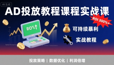 AD投放教程课程实战课，实现广告ROI300%+可持续暴利-小酒传媒创业网：网创资源∞实战项目∞全网首发