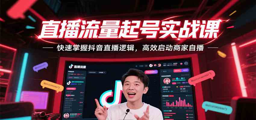 直播流量起号实战课，快速掌握抖音直播逻辑，高效启动商家自播-小酒传媒创业网：网创资源∞实战项目∞全网首发