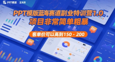 PPT模版蓝海赛道副业特训营1.0，项目非常简单粗暴，客单价可以高到150-200-小酒传媒创业网：网创资源∞实战项目∞全网首发