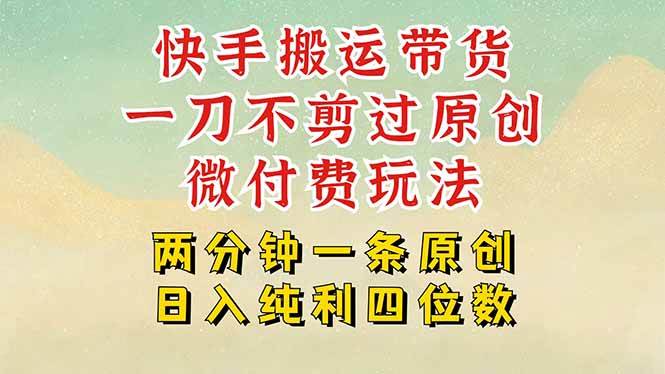 （15577期）快手黑科技搬运带货，一刀不剪过原创，微付费投流玩法，轻松日入四位数…-小酒传媒创业网：网创资源∞实战项目∞全网首发
