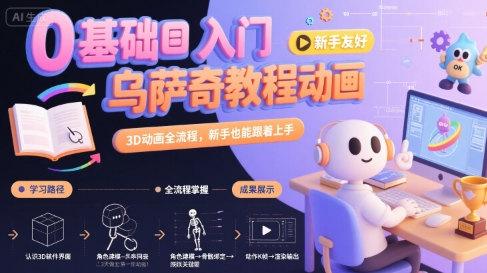 0基础入门乌萨奇教程动画，3D动画全流程，新手也能跟着上手-小酒传媒创业网：网创资源∞实战项目∞全网首发