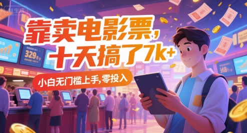 靠卖电影票，十天搞了7k+，小白无门槛上手，零投入【揭秘】-小酒传媒创业网：网创资源∞实战项目∞全网首发