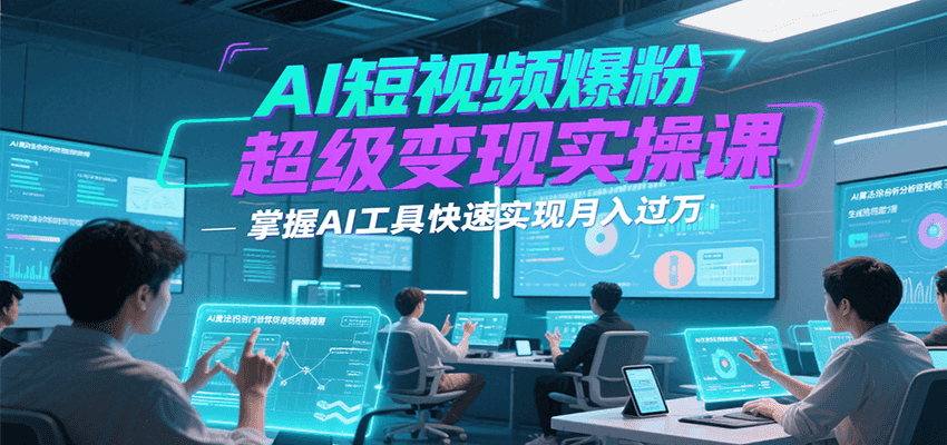 AI短视频爆粉超级变现实操课，掌握AI工具快速实现月入过万-小酒传媒创业网：网创资源∞实战项目∞全网首发