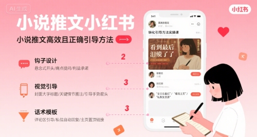小说推文小红书高转化引导方法实操课，小说推文高效且正确引导方法-小酒传媒创业网：网创资源∞实战项目∞全网首发
