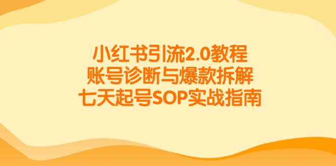 小红书引流2.0教程，账号诊断与爆款拆解，七天起号SOP实战指南-小酒传媒创业网：网创资源∞实战项目∞全网首发
