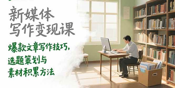 （15345期）新媒体写作变现课，爆款文章写作技巧，选题策划与素材积累方法-小酒传媒创业网：网创资源∞实战项目∞全网首发