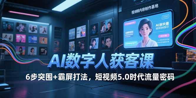图片[1]-（15247期）AI数字人获客课，6步突围+霸屏打法，短视频5.0时代流量密码-小酒传媒：网创资源∞实战项目∞全网首发