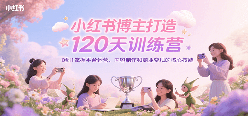 小红书博主打造120天训练营，0到1掌握平台运营、内容制作和商业变现-小酒传媒创业网：网创资源∞实战项目∞全网首发