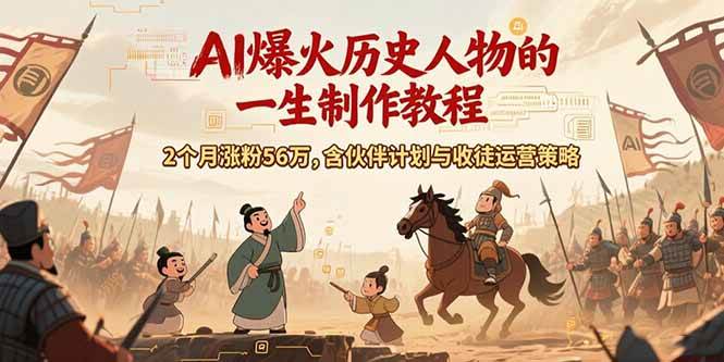 （15336期）AI历史人物赛道课程，2个月涨粉56万，含伙伴计划与收徒运营策略-小酒传媒创业网：网创资源∞实战项目∞全网首发