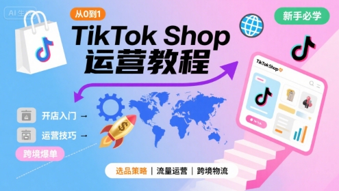 TikTok Shop从0到1运营教程，TikTok跨境电商新手必学课程-小酒传媒创业网：网创资源∞实战项目∞全网首发